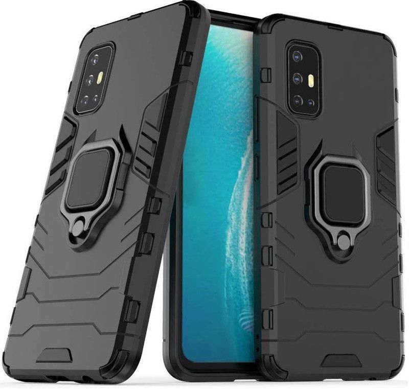 VOSKI Back Cover for Vivo V17 Armor Rugged Shockproof with Metal Rotating Ring Case  (Black, Dual Protection, Pack of: 1)