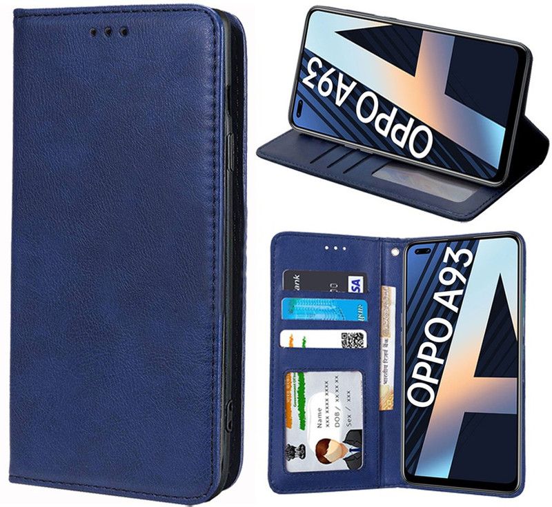 Unistuff Flip Cover for Oppo A93  (Blue, Dual Protection, Pack of: 1)