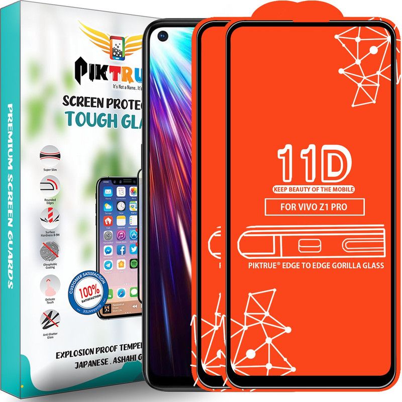 PikTrue Edge To Edge Tempered Glass for Vivo Z1 Pro  (Pack of 2)