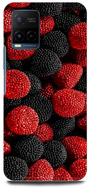 play fast Back Cover for Vivo Y33s, V2109 STRAW, BERRY, GALAXY, RED, BLACK  (Red, Hard Case, Pack of: 1)