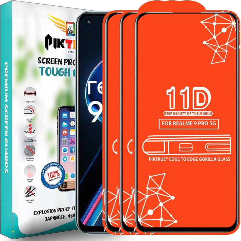PikTrue Edge To Edge Tempered Glass for Realme 9 Pro 5G  (Pack of 3)