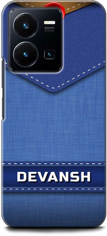 WallCraft Back Cover for Vivo Y35, V2205 DEVANSH NAME, D LETTER, BLUE, JEANS, ALPHABET, DESIGN  (Multicolor, Dual Protection, Pack of: 1)