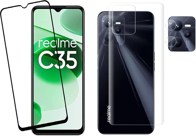 COVER CAPITAL Front and Back Tempered Glass for Realme C35 5G  (Pack of 3)