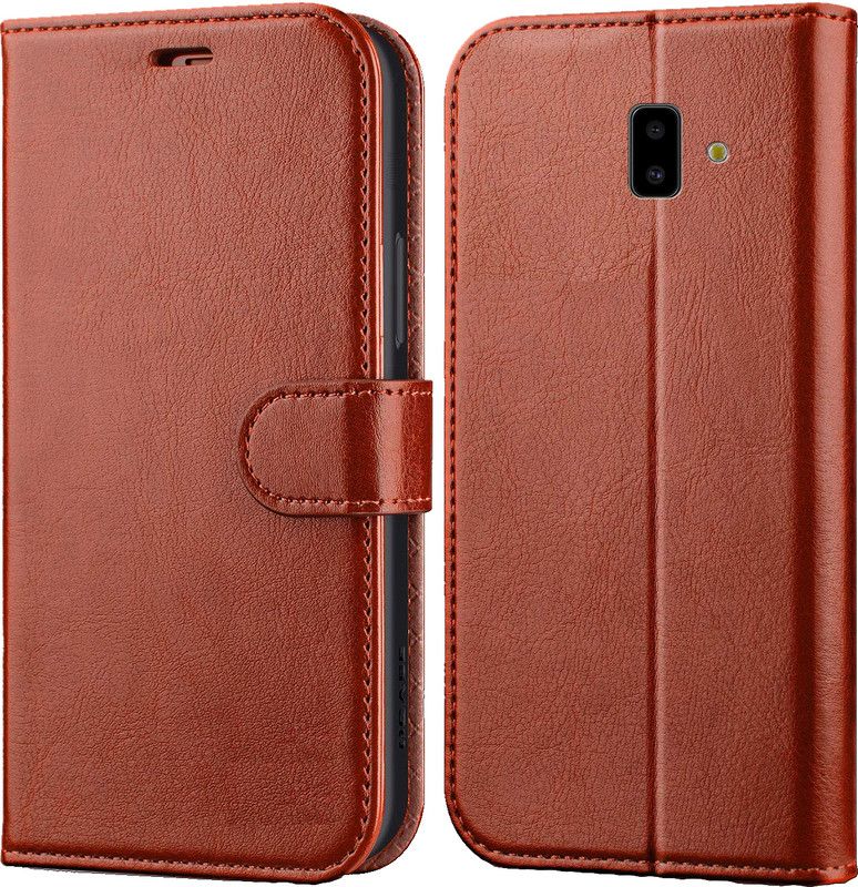 Digilett Flip Cover for Samsung Galaxy J6 Plus  (Brown, Magnetic Case, Pack of: 1)