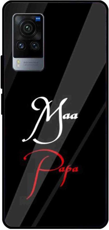 NDCOM Back Cover for Vivo X60 Pro Maa Papa Printed Glass Case  (Multicolor, Grip Case, Pack of: 1)