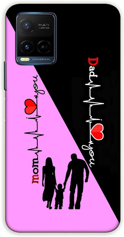 iprinto Back Cover for Vivo Y21,V2111, Vivo Y33s,V2109 Mom And Dad Love Back Cover  (Pink, Hard Case)