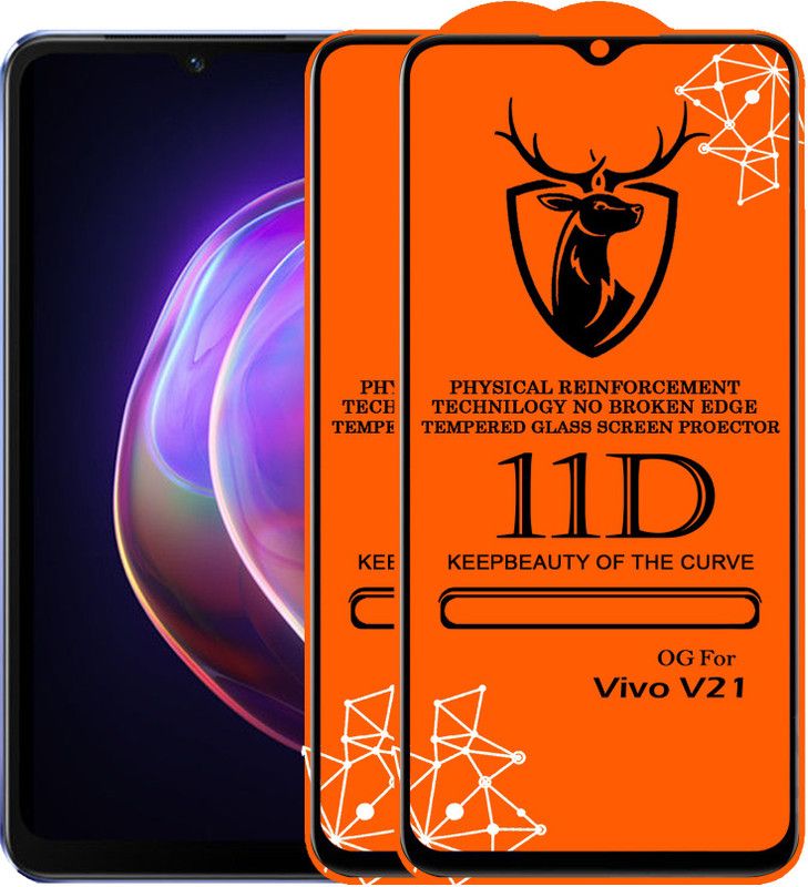 Express Buy Edge To Edge Tempered Glass for 11D Glass - Vivo V21  (Pack of 2)