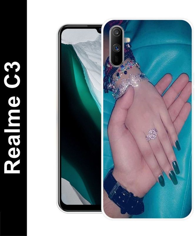 Aabra Back Cover for Realme C3  (Blue, Beige, Flexible, Silicon, Pack of: 1)