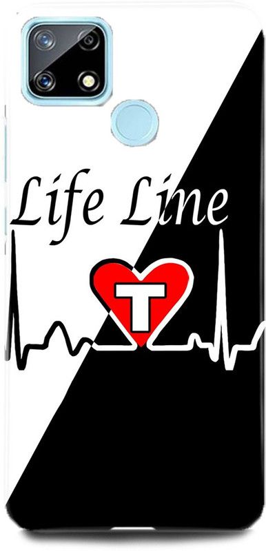 FUGGA Back Cover for realme C25, RMX3193, T, LETTER, ALPHABET, LIFE, LINE, T, NAME  (Multicolor, Hard Case)