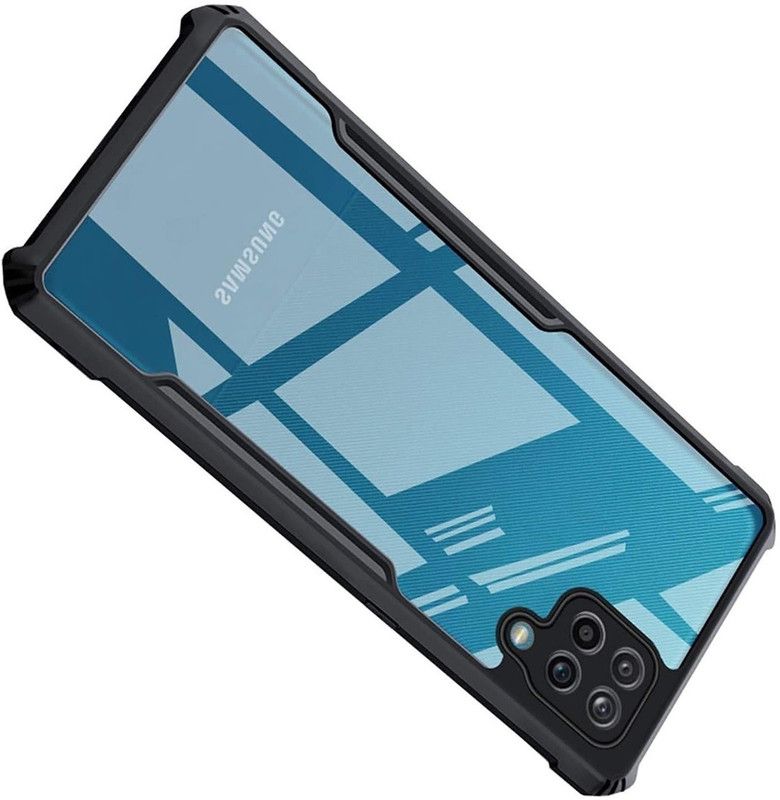 Phone Back Cover Back Cover for Samsung F12, Galaxy F12  (Black, Transparent, Grip Case, Pack of: 1)