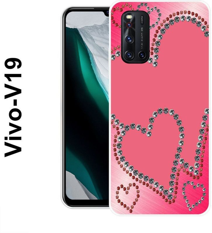 INDIALAND Back Cover for Vivo V19  (Pink, Silver, Grip Case, Silicon)