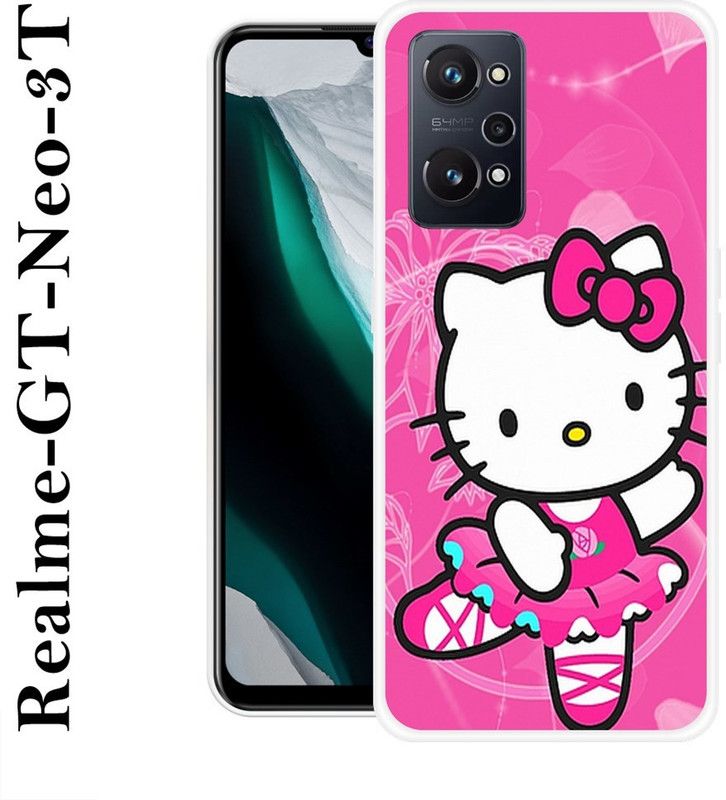 REALKING Back Cover for Realme GT Neo 3T  (Pink, White, Grip Case, Silicon)