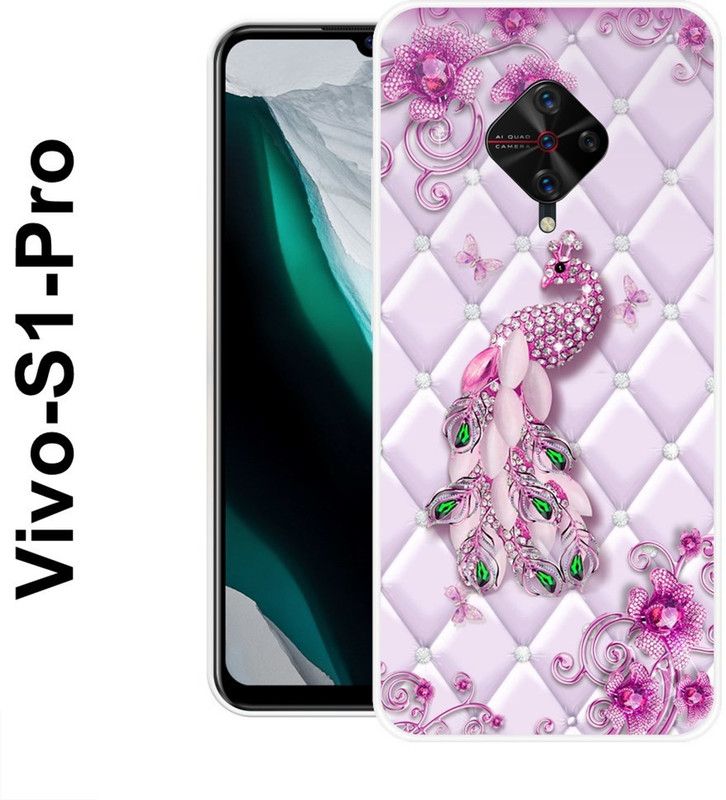 SHIVKUDI Back Cover for Vivo S1 Pro  (Pink, White, Silicon)
