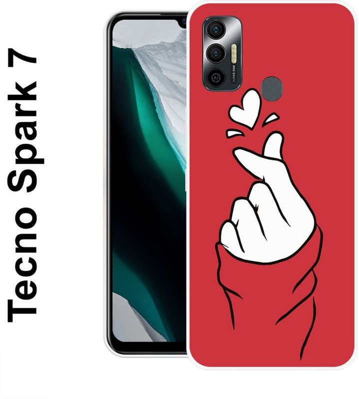 INDIALAND Back Cover for Tecno Spark 7, Tecno Spark 7T  (Red, White, Silicon)