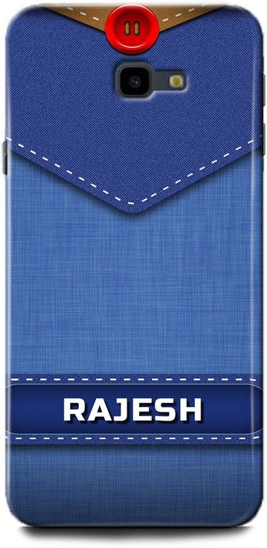 WallCraft Back Cover for SAMSUNG Galaxy J4 Plus RAJESH NAME, R LETTER, BLUE, JEANS, ALPHABET, DESIGN  (Multicolor, Dual Protection, Pack of: 1)