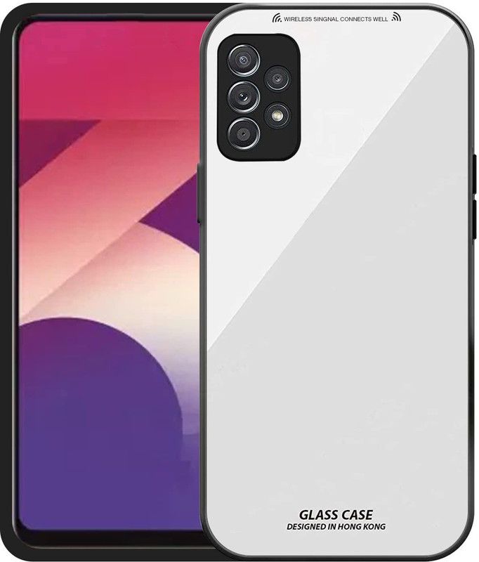 ELEF Back Cover for Samsung Galaxy A32 4G Luxurious Toughened Glass Back Shockproof TPU Bumper Case  (White, Shock Proof, Pack of: 1)