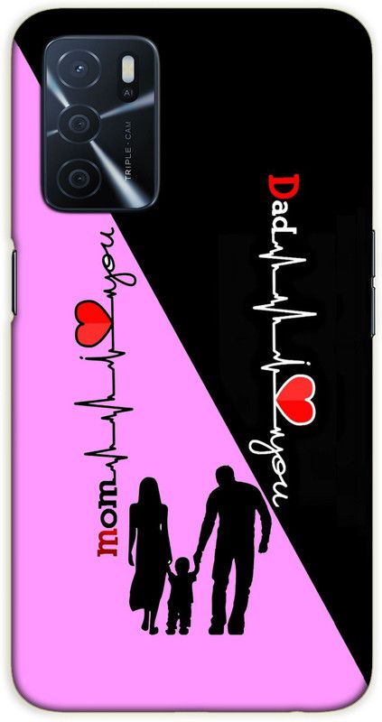 iprinto Back Cover for Oppo A55 5G Mom And Dad Love Back Cover  (Pink, Hard Case)