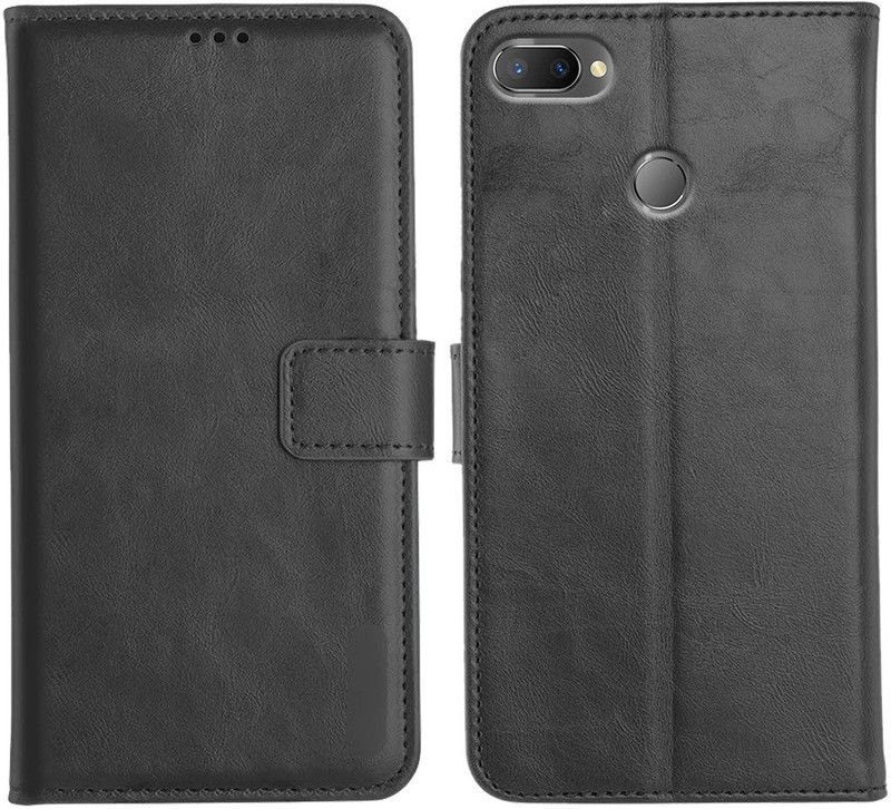 Genron Flip Cover for Realme U1  (Black, Dual Protection)