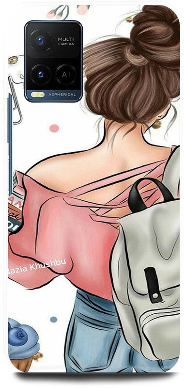 JUGGA Back Cover for Vivo Y21T, V2135, GIRL, CUTE, GIRL, LOVELY, GIRL, LOVE, BOOKS, ANIME  (White, Hard Case, Pack of: 1)