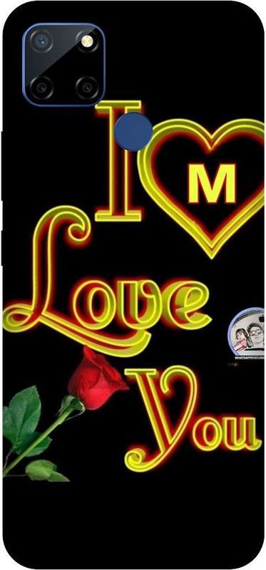 3D U PRINT Back Cover for Realme C25s,RMX3197 M letter,M name M word  (Yellow, Waterproof, Pack of: 1)