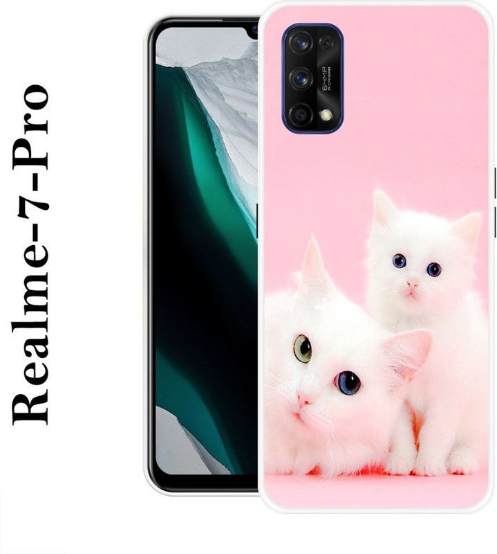 REDFLY Back Cover for Realme 7 Pro  (Pink, White, Grip Case, Silicon)
