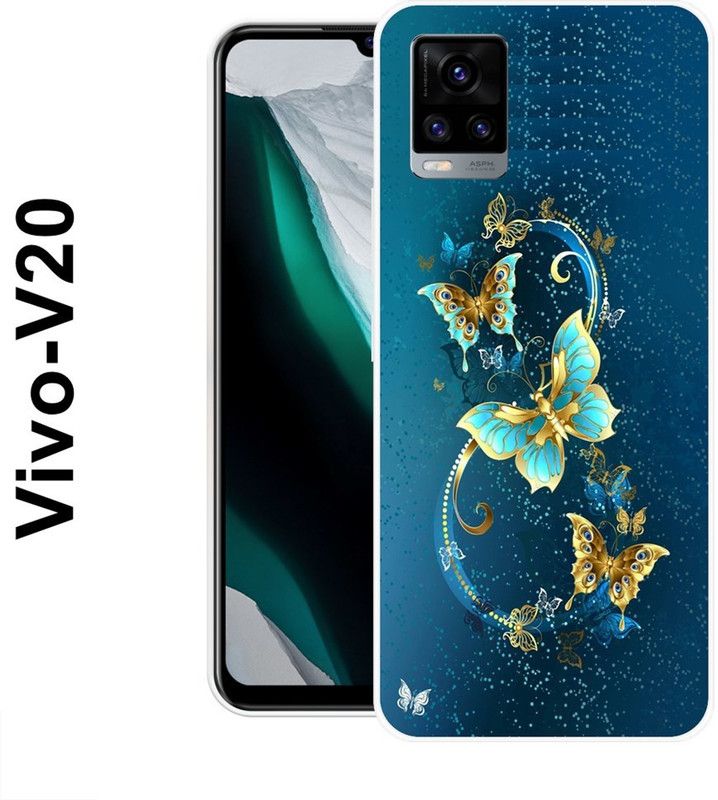 SUPER CASE Back Cover for Vivo V20  (Blue, Gold, Grip Case, Silicon)