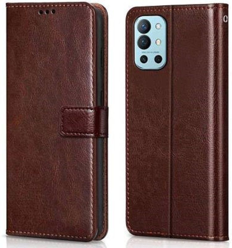 Urban Tech Flip Cover for 1+ OnePlus 9R 8TFlip Case | Magnetic Closure | Shock Proof Wallet Flip Cover  (Brown, Magnetic Case, Pack of: 1)