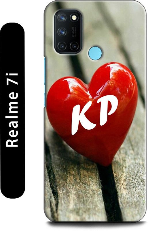 INDICRAFT Back Cover for Realme 7i, RMX2103 K P, K LOVES P, NAME, LETTER, ALPHABET, KP LOVE, HART, BLUE  (Multicolor, Shock Proof, Pack of: 1)
