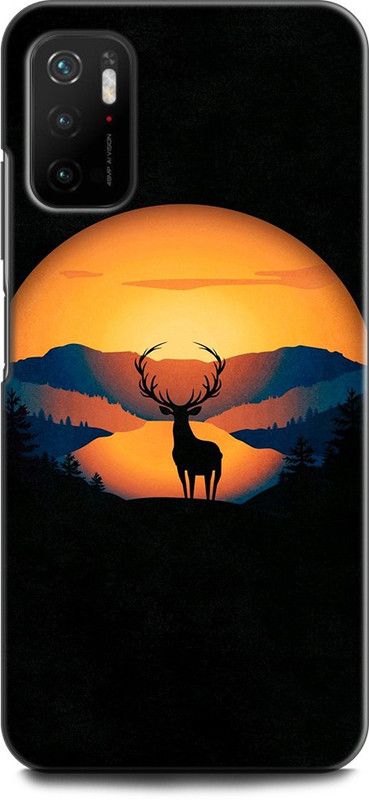 Wall Art Back Cover for POCO M3 Pro 5G HIRAN, DEER, SUN, ANIMAL, NATURE  (Multicolor, Dual Protection, Pack of: 1)