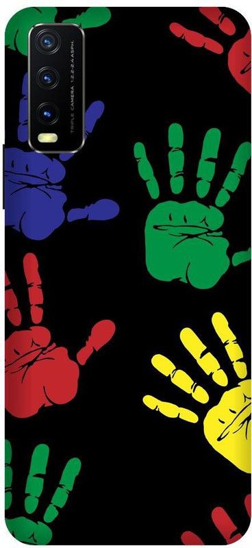 URCHIN Back Cover for Vivo Y20 hands, colour, holi, colourfull, dark, black  (Multicolor, Shock Proof, Pack of: 1)