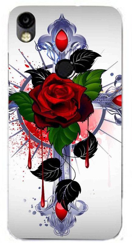 Golden Mask Back Cover for Tecno Camon In5 Cross And Red rose  (Multicolor, Waterproof, Silicon, Pack of: 1)