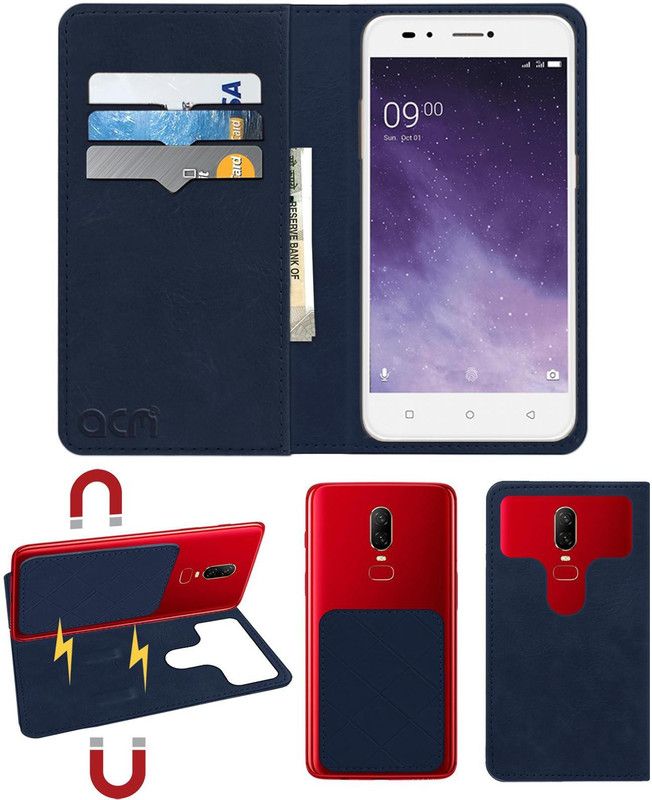 ACM Flip Cover for Lava Z90  (Blue, Cases with Holder, Pack of: 1)