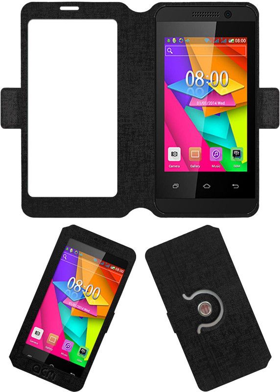 ACM Flip Cover for Videocon Infinium Zest Lite  (Black, Cases with Holder, Pack of: 1)