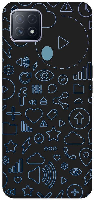 URCHIN Back Cover for Oppo A15 facebook,cross,plus,minus,abstract,dark,star,heart,whatsapp,twitter,instagram  (Multicolor, Shock Proof, Pack of: 1)