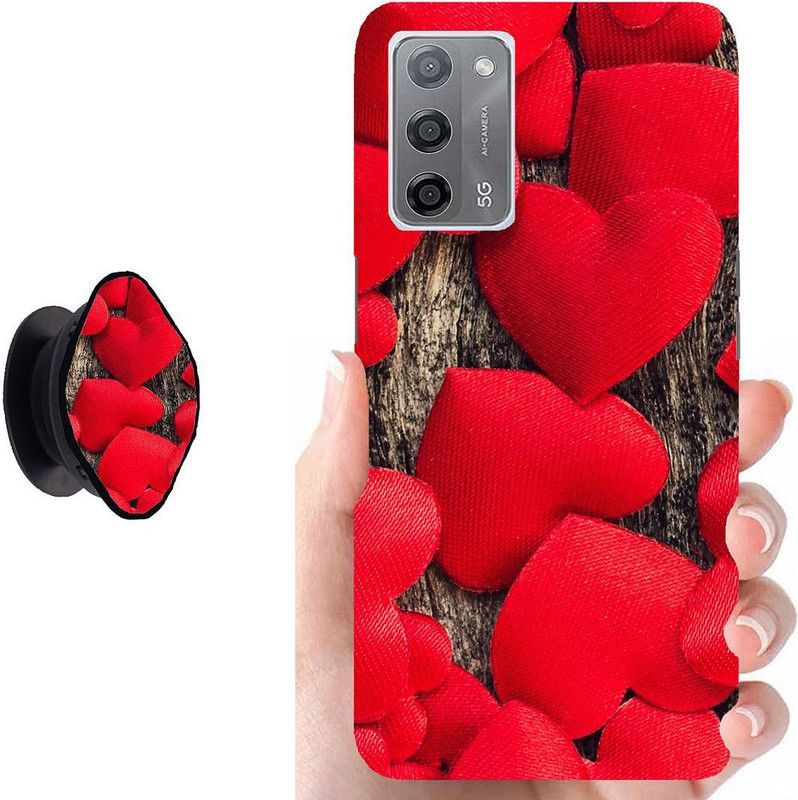 KIZIN Back Cover for Oppo A53s 5g  (Brown, Red, Cases with Holder)