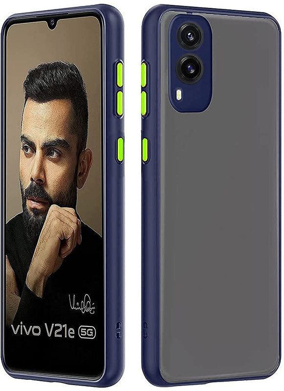 KANDIX Back Cover for VIVO V21E  (Blue, Silicon)