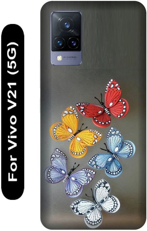 SSMORYA Back Cover for Vivo V21 5G, butterfly Colors Printed  (Multicolor, Hard Case, Pack of: 1)