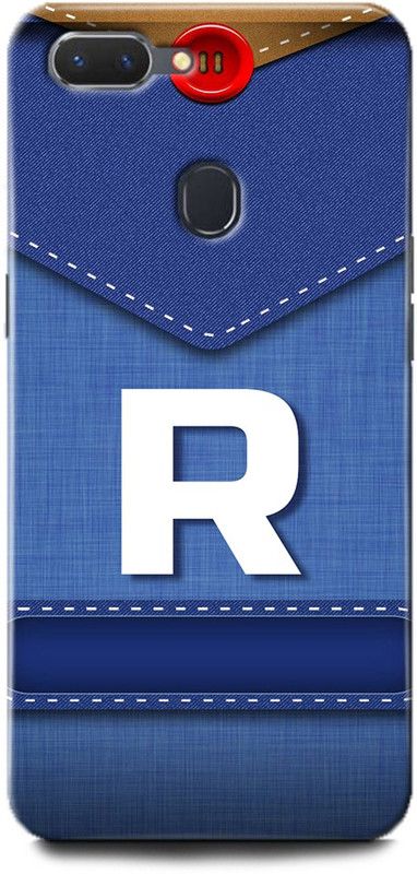 WallCraft Back Cover for OPPO A5, CPH1809 R, R LETTER, R NAME, BLUE, JEANS, R ALPHABET, ALPHABET  (Multicolor, Dual Protection, Pack of: 1)