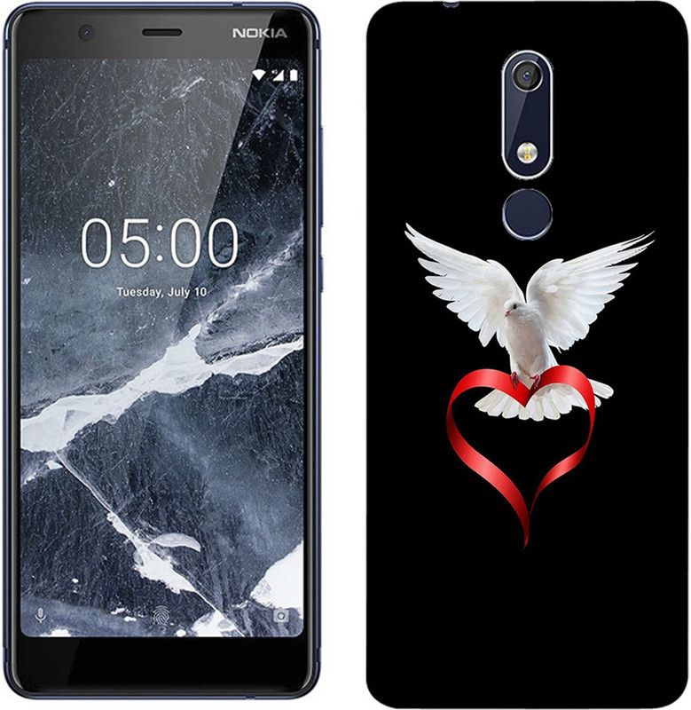 METOO Back Cover for Nokia 5 1, Love , Heart Designer Printed Back Cover, Print : 127  (Multicolor, Dual Protection, Silicon, Pack of: 1)
