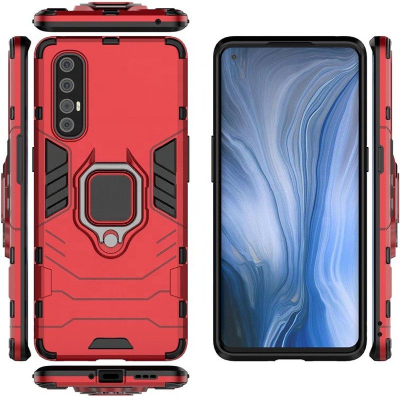 MOBIRUSH Back Cover for Reno 3 Pro  (Red, Rugged Armor, Pack of: 1)