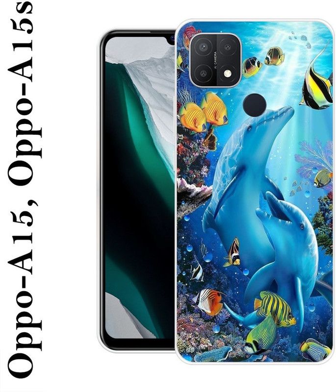 INDIALAND Back Cover for Oppo A15  (Blue, Silicon)