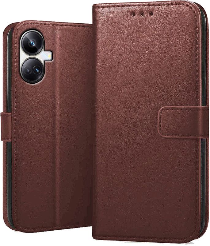 SROCK Flip Cover for Realme 10 Pro + 5G  (Brown, Cases with Holder, Pack of: 1)