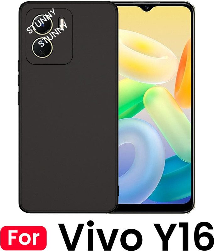 Stunny Bumper Case for VIVO Y16  (Black, Matte Finish, Silicon, Pack of: 1)