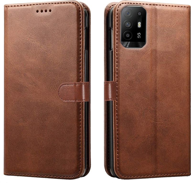 Rance Flip Cover for Oppo F19 Pro Plus  (Brown, Dual Protection, Pack of: 1)