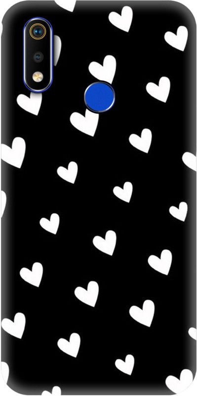 Smutty Back Cover for Realme 3i, RMX1827 - White Hearts Print  (Multicolor, Hard Case)