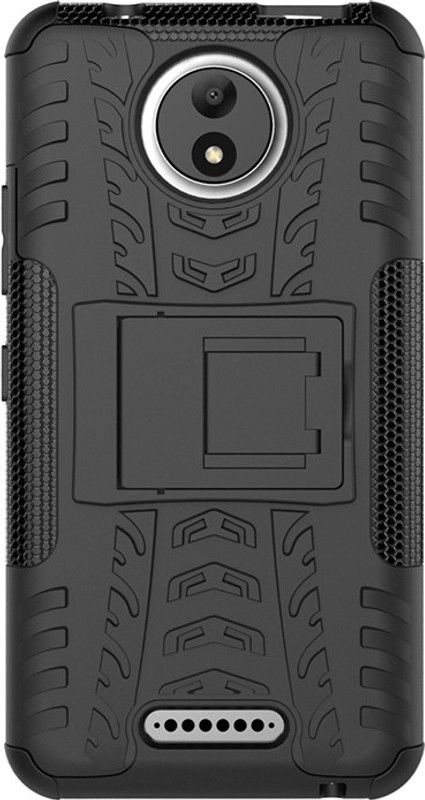 MOBIRUSH Back Cover for Motorola Moto C Plus  (Black, Rugged Armor, Pack of: 1)