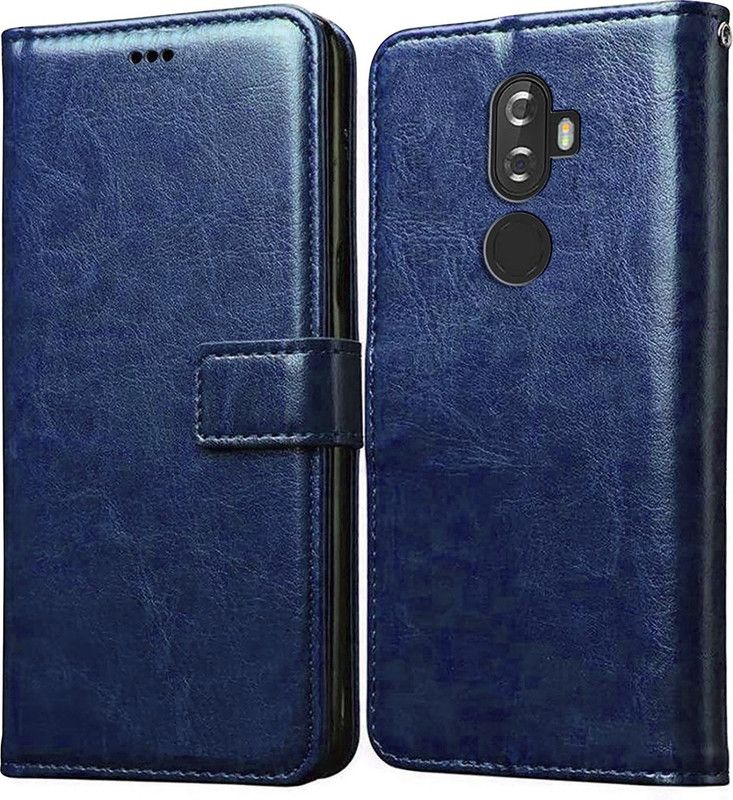 Casotec Flip Cover for Lenovo K8 Plus Leather Flip Cover  (Blue, Pack of: 1)