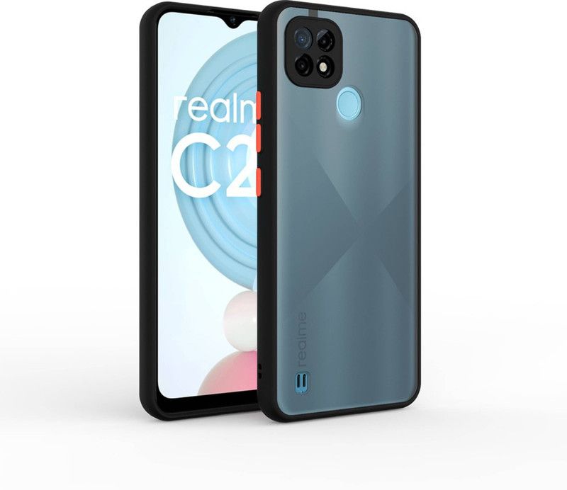 AOnes Back Cover for Realme C21  (Black, Cases with Holder, Pack of: 1)