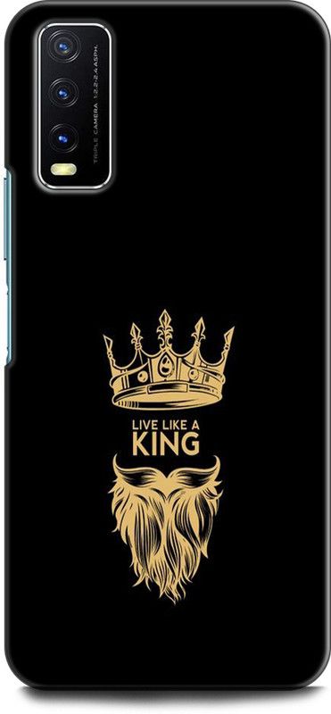 Dronk Back Cover for Vivo Y20A, V2101 CROWN, KING, GOLD, ART, ABSTRACT, TEXTURE, BLACK  (Multicolor, Dual Protection, Pack of: 1)