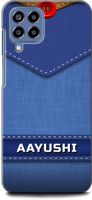 WallCraft Back Cover for SAMSUNG Galaxy M53 5G AAYUSHI NAME, A, LETTER, BLUE, JEANS, ALPHABET, DESIGN  (Multicolor, Dual Protection, Pack of: 1)